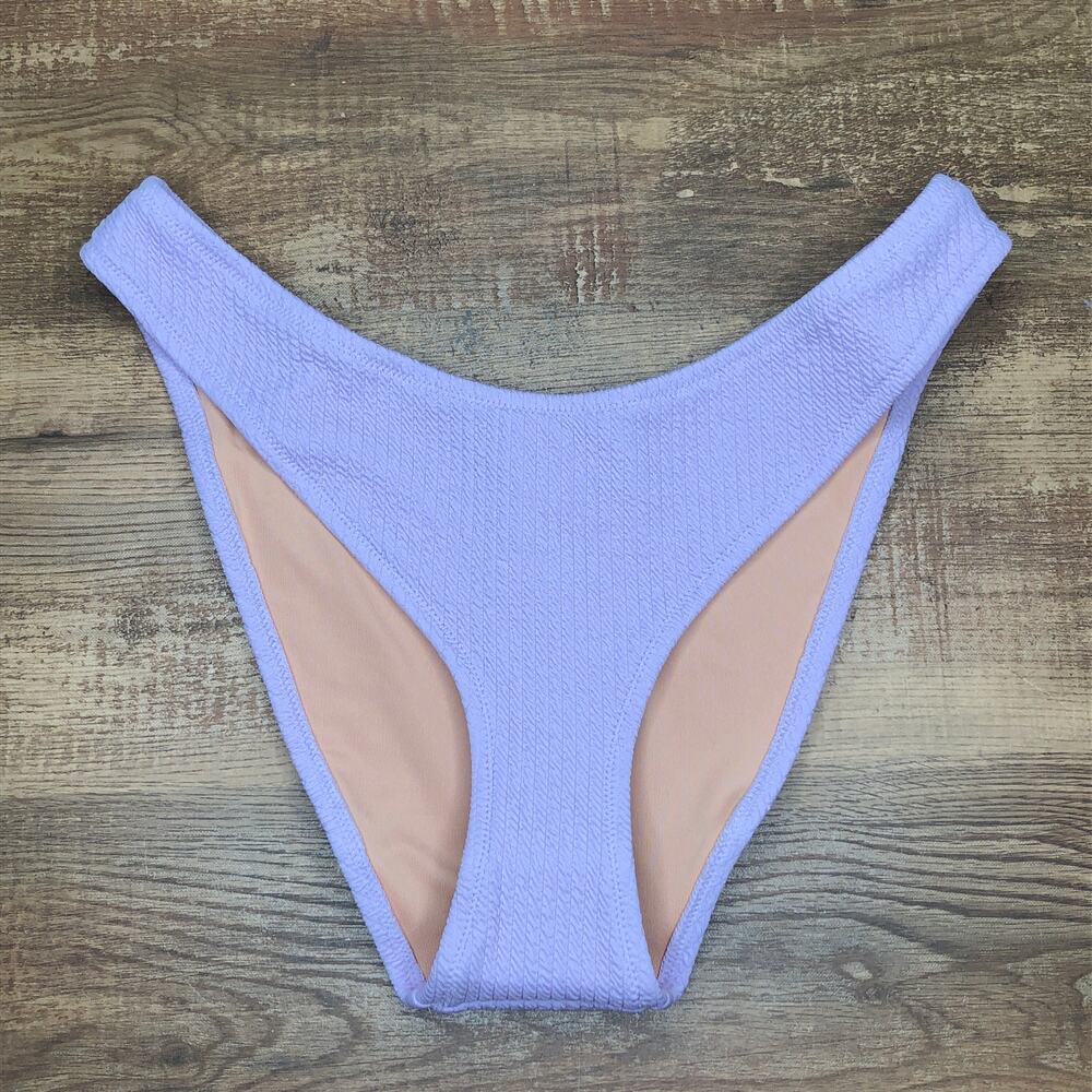 J. Crew Textured Curved Waist Cheeky Bikini Bottom Size Medium Purple BC050 NWT